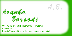 aranka borsodi business card